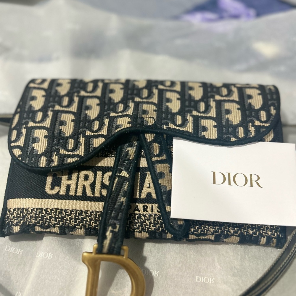 Dior Monogram Black and Tan Clutch